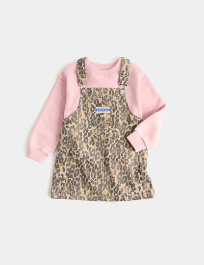 2 Parça Denim Leoparlı Çocuk Takımı