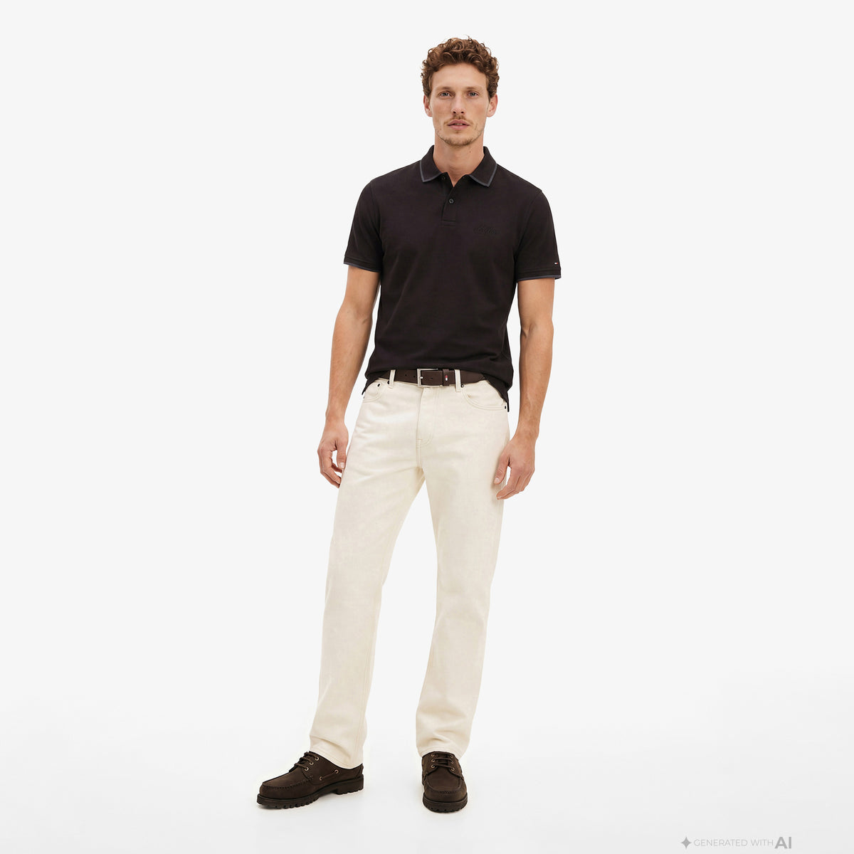 Tommy Hilfiger Seasonal Fabric Erkek Siyah Polo Yaka T-shirt