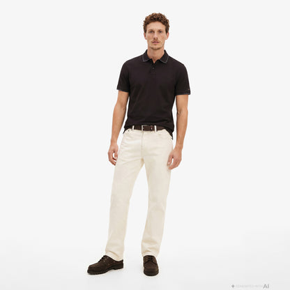 Tommy Hilfiger Seasonal Fabric Erkek Siyah Polo Yaka T-shirt