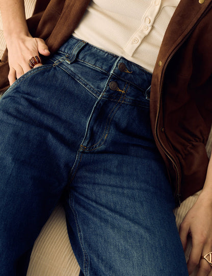 Yüksek Bel Detaylı Jean