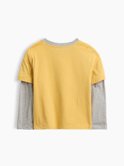 Sarı Grafik Baskılı T-shirt