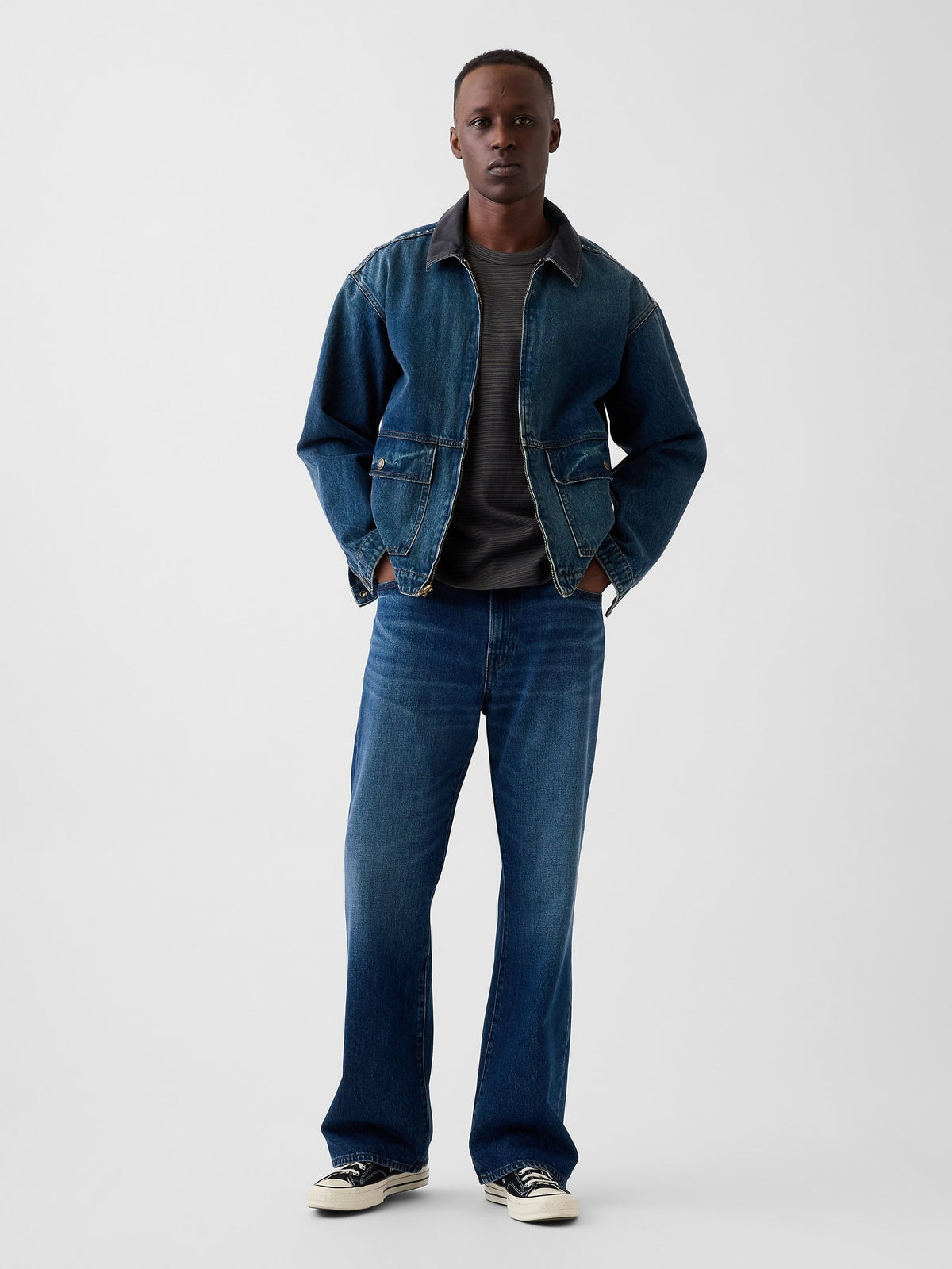 Koyu Mavi Loose Boot Jean Pantolon
