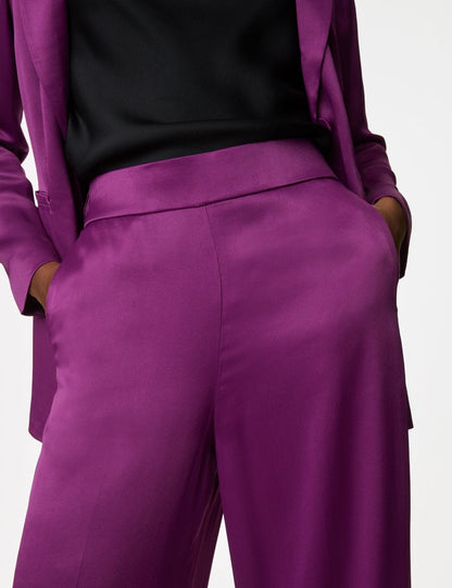 Wide Leg Saten Pantolon