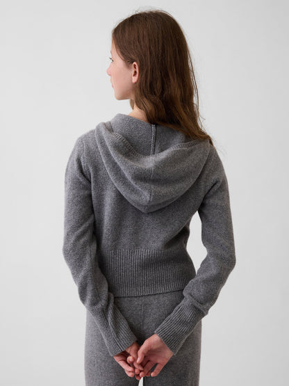 Gri Cashsoft Fermuarlı Sweatshirt