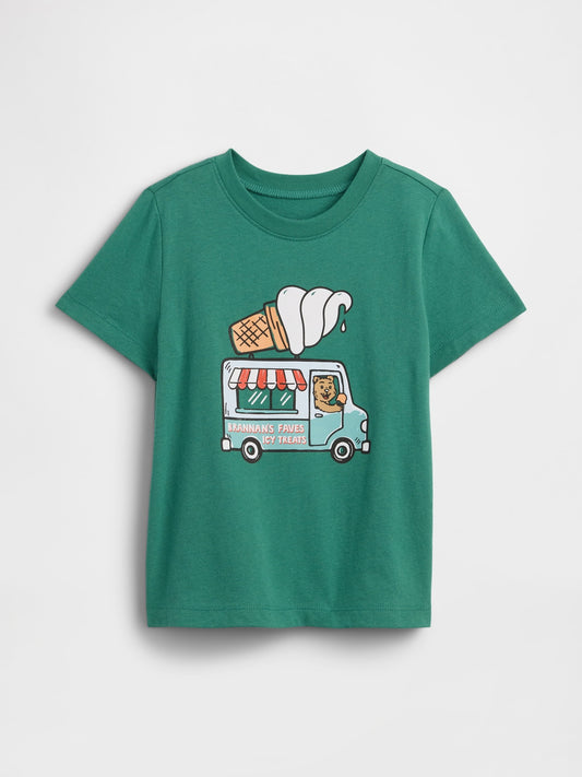 Yeşil Grafik Baskılı T-shirt