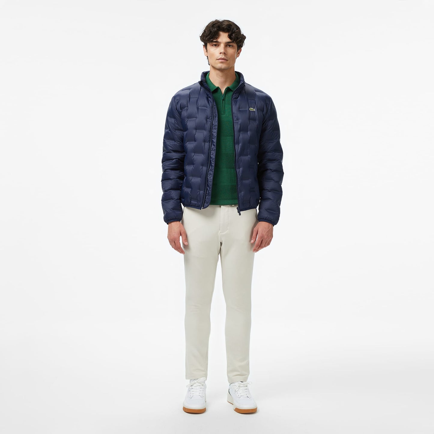 Lacoste Erkek Dik Yaka Kapitone Lacivert Mont