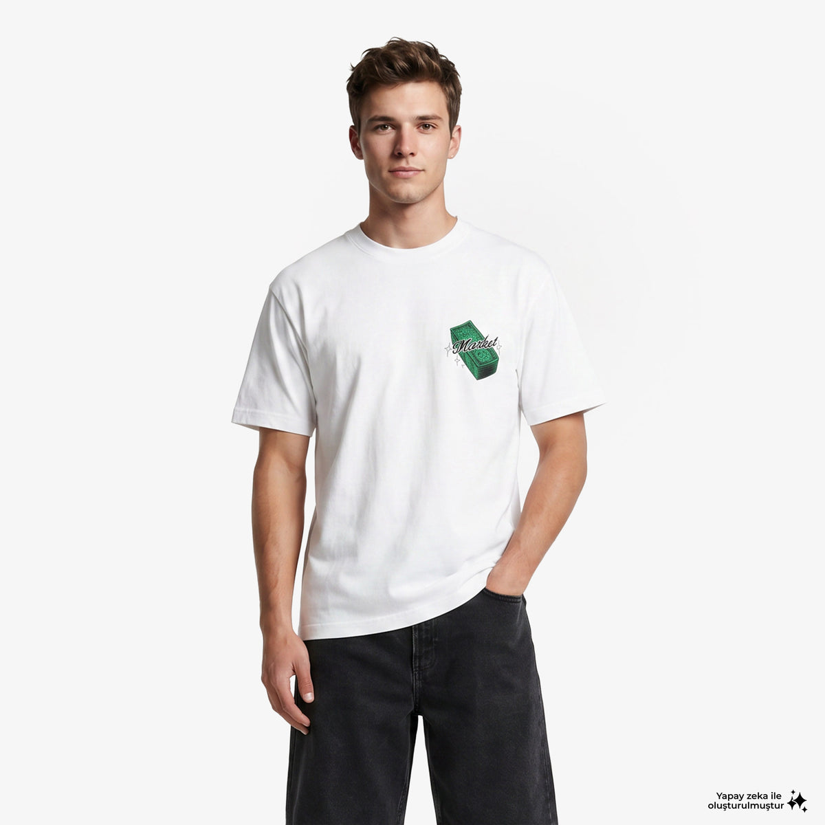 Market Call My Plug Erkek Beyaz T-shirt