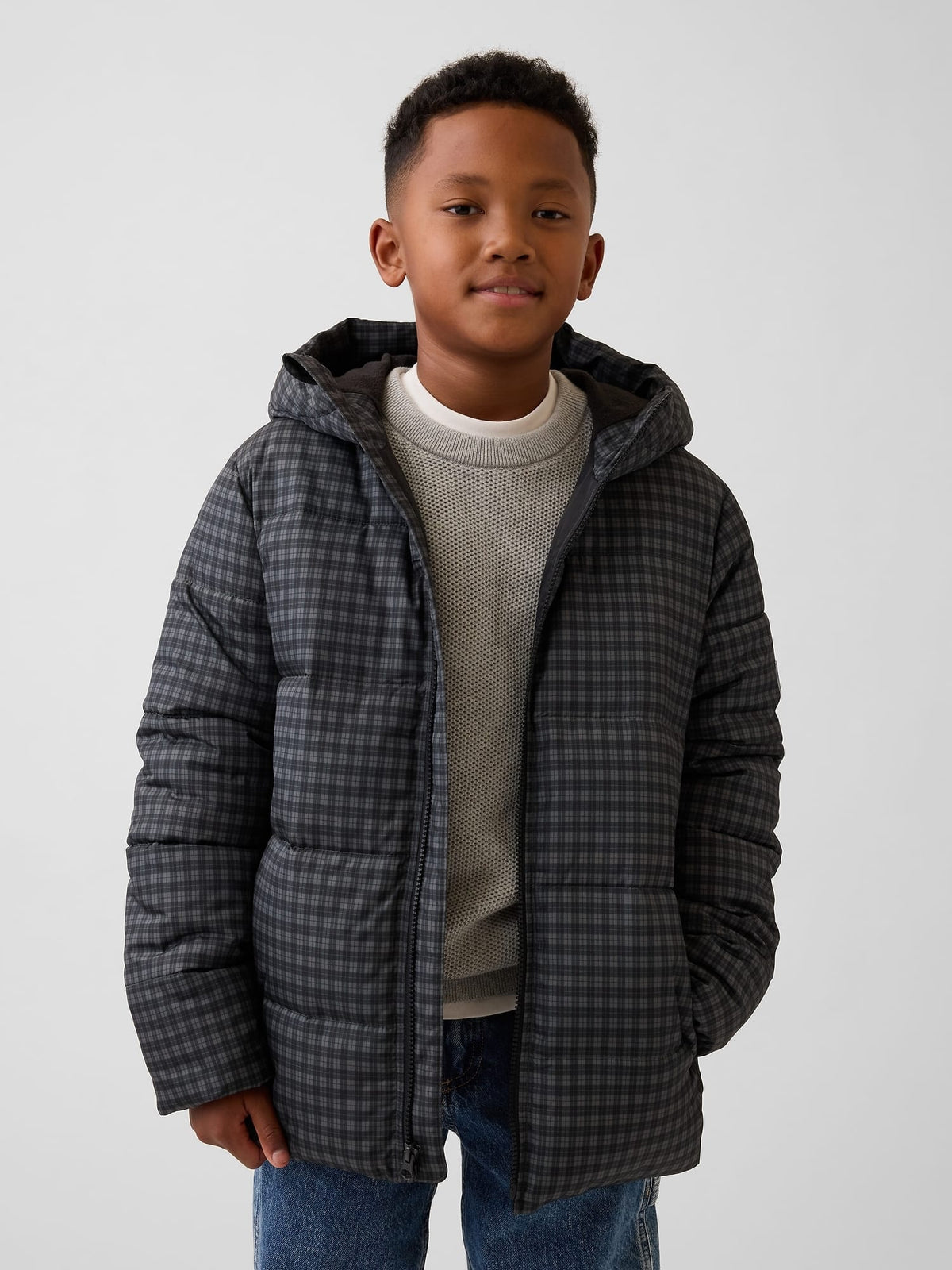 Gri Puffer Şişme Mont