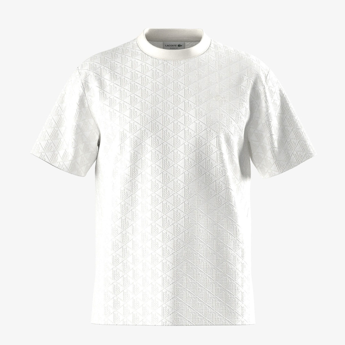 Lacoste Erkek Classic Fit Bisiklet Yaka Monogram Krem T-shirt