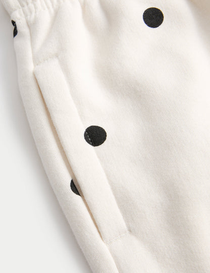 Pamuk Karışımlı Puantiye Desenli Jogger Pantolon (2-8 Yaş)