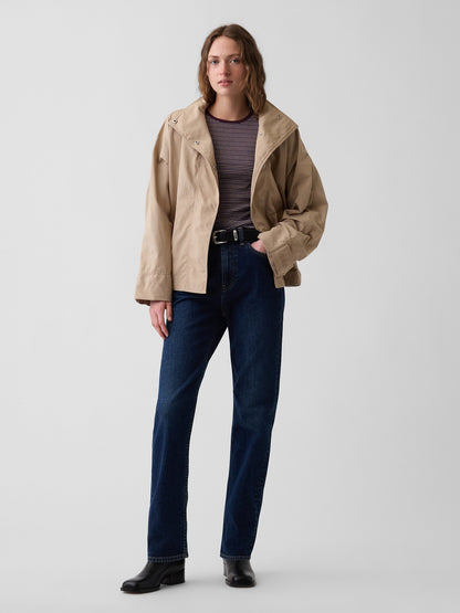 Bej Poplin Oversized Anorak Ceket