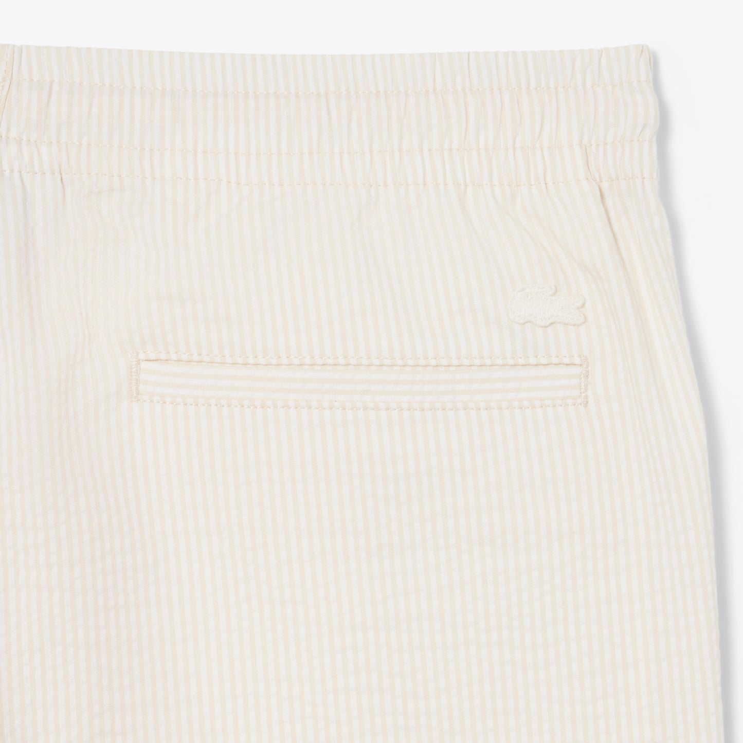 Lacoste Erkek Relaxed Fit Çizgili Beyaz Şort
