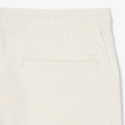 Lacoste Erkek Relaxed Fit Çizgili Beyaz Şort
