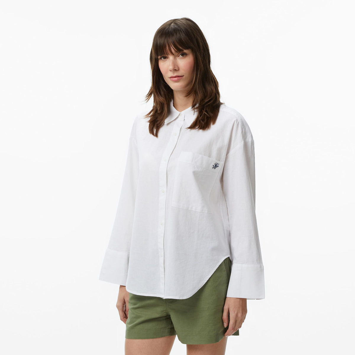 Tommy Hilfiger Cover Up Kadın Beyaz Crop Keten Gömlek