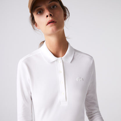 Lacoste Kadın Slim Fit Uzun Kollu Beyaz Polo