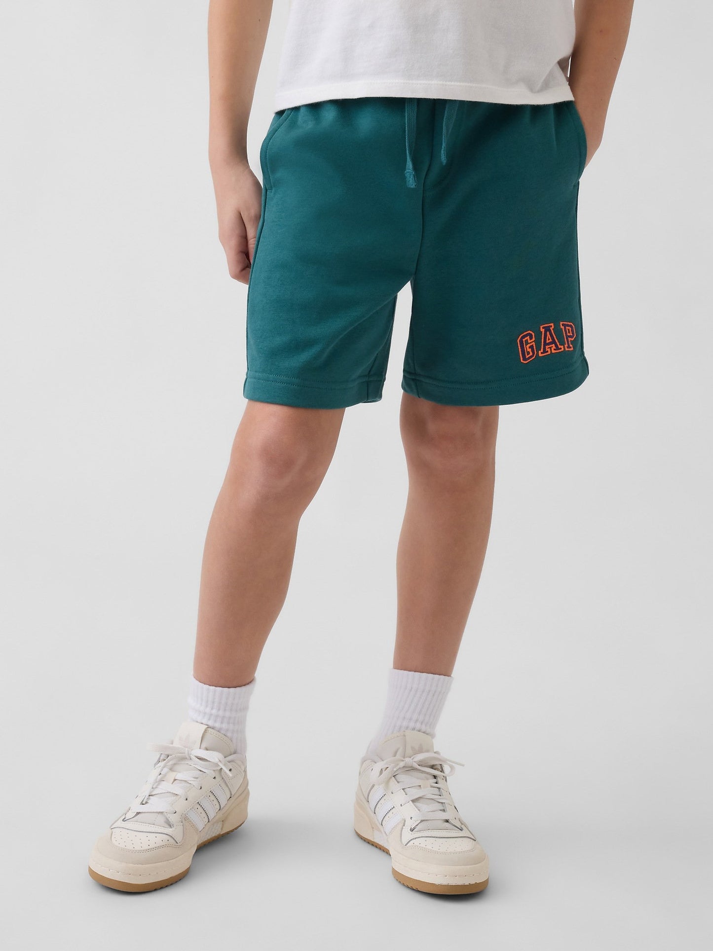 Koyu Yeşil Relaxed Gap Logo Fransız Havlu Kumaş Pull-on Şort