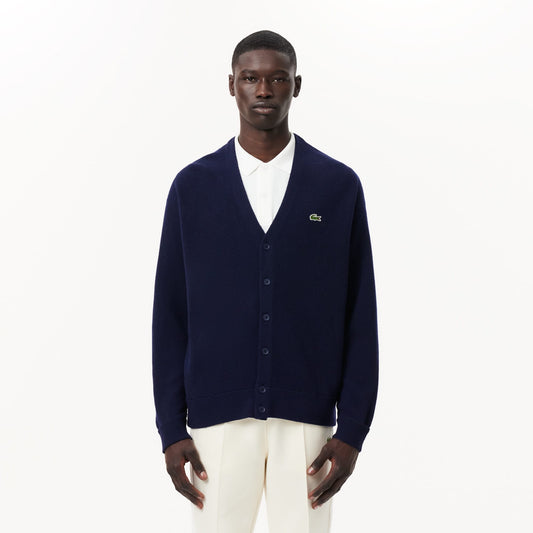 Lacoste Relaxed Fit V Yaka Erkek Lacivert Hırka