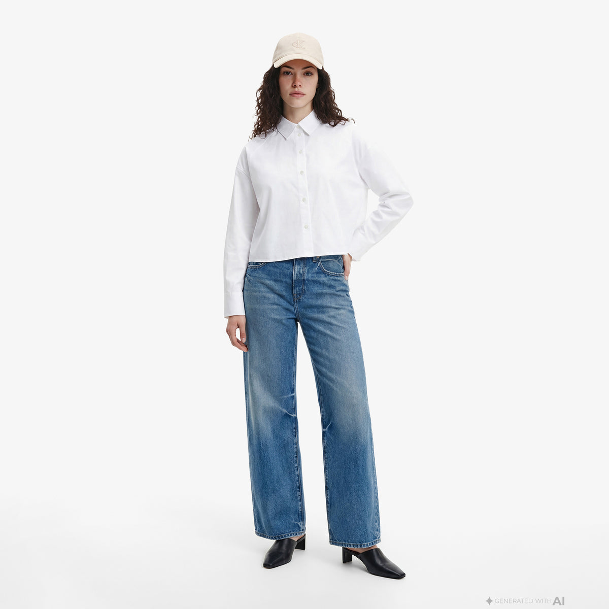Calvin Klein The Wide Leg Kadın Mavi Jean