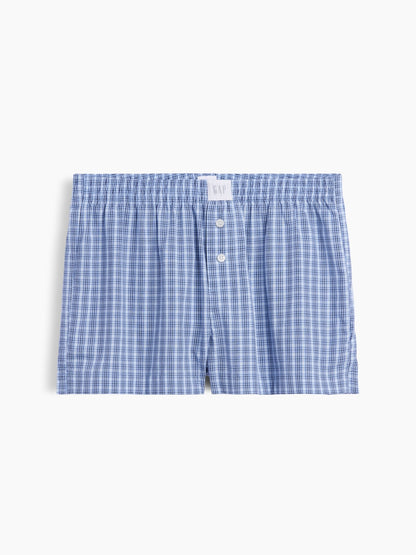 Mavi Poplin Boxer Pijama Şort
