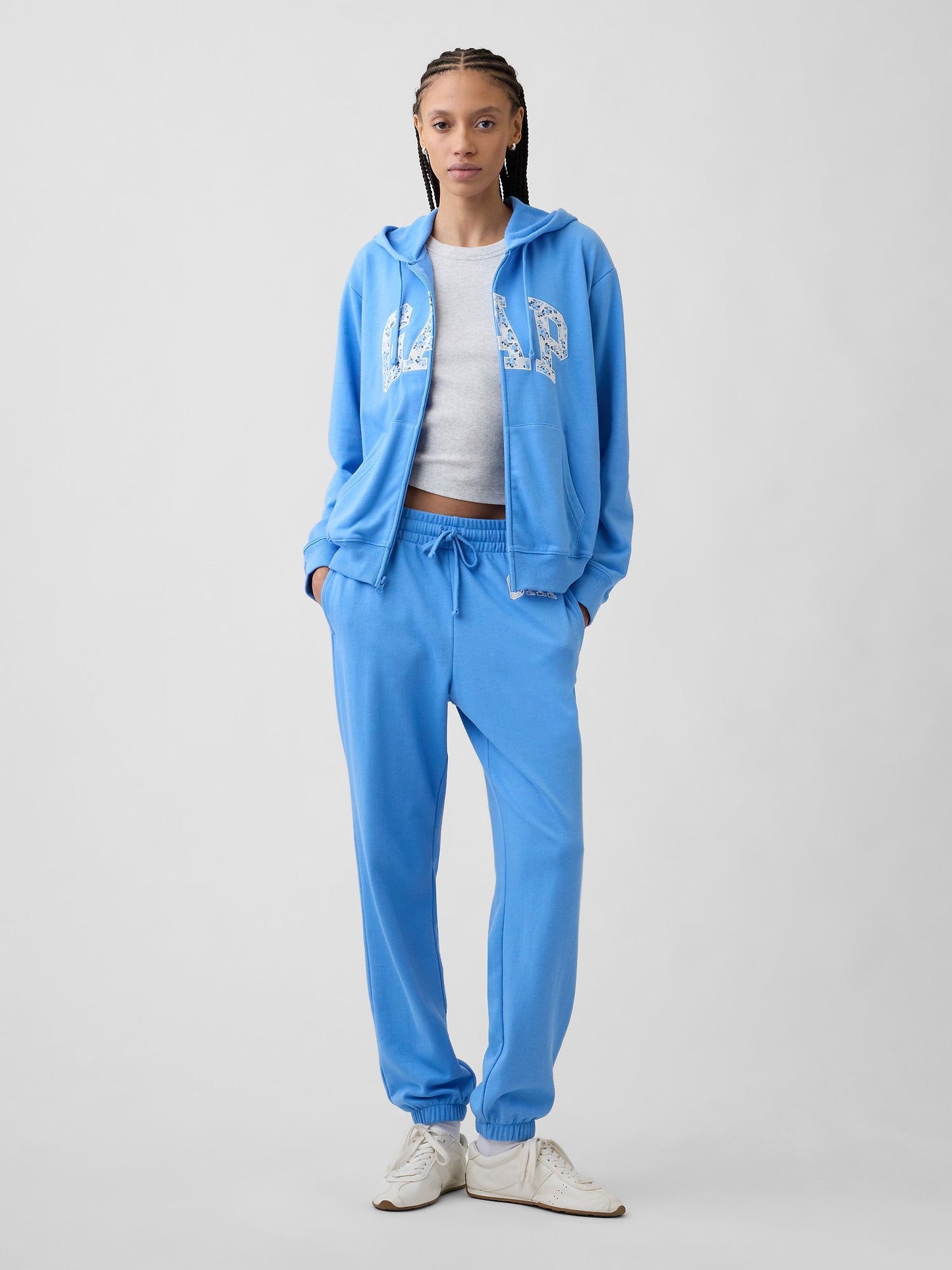 Açık Mavi Gap Logo Fermuarlı Fransız Havlu Kumaş Sweatshirt