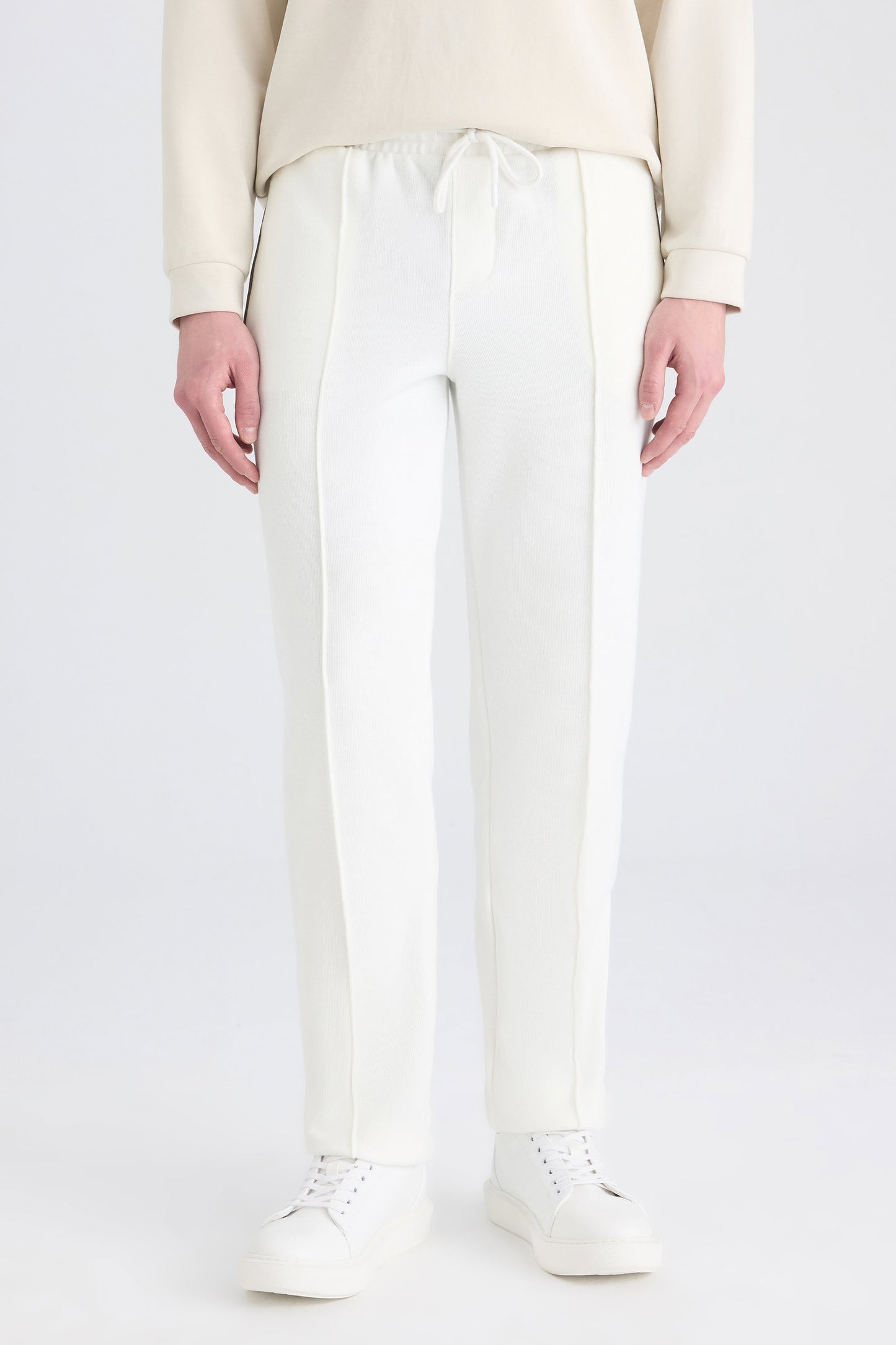 Ds Damat Regular Fit Ekru Düz Eşofman Alt