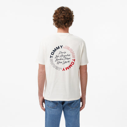 Tommy Hilfiger Relaxed Sign Circle Erkek Beyaz T-shirt