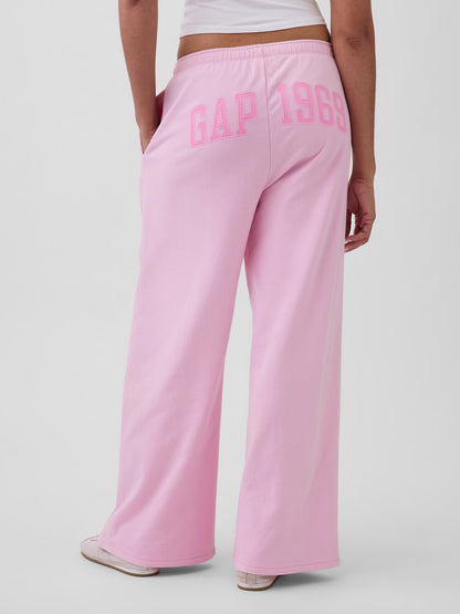 Açık Pembe Fransız Havlu Kumaş 1969 Logo Baggy Eşofman Altı