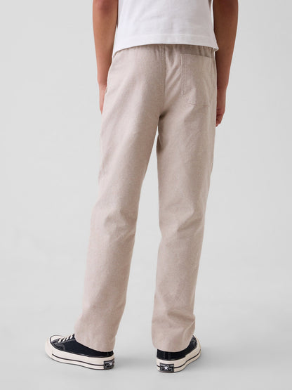 Bej Keten Karışımı Relaxed Easy Pantolon