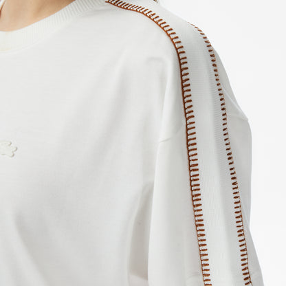 Lacoste Kadın Loose Fit Bisiklet Yaka Krem T-shirt