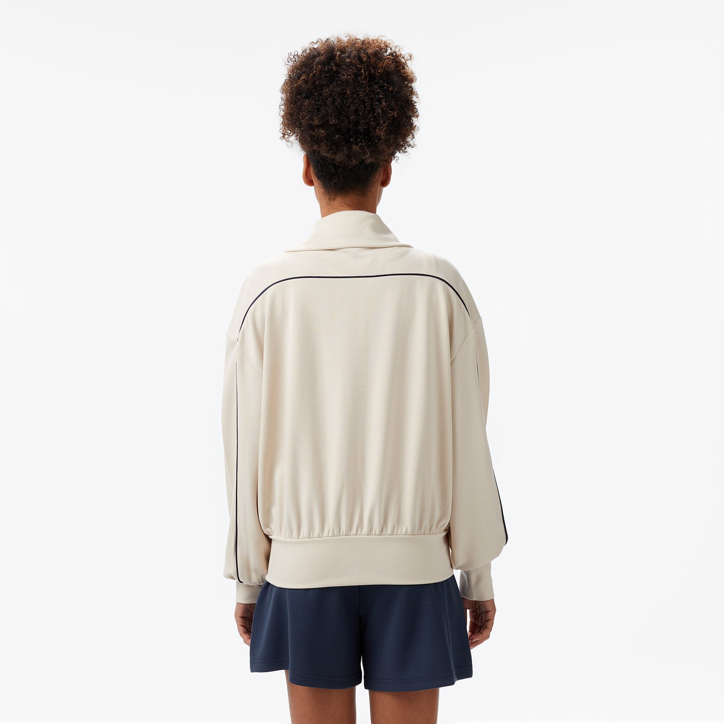 Nautica Kadın Ekru Regular Fit Dik Yaka Sweatshirt