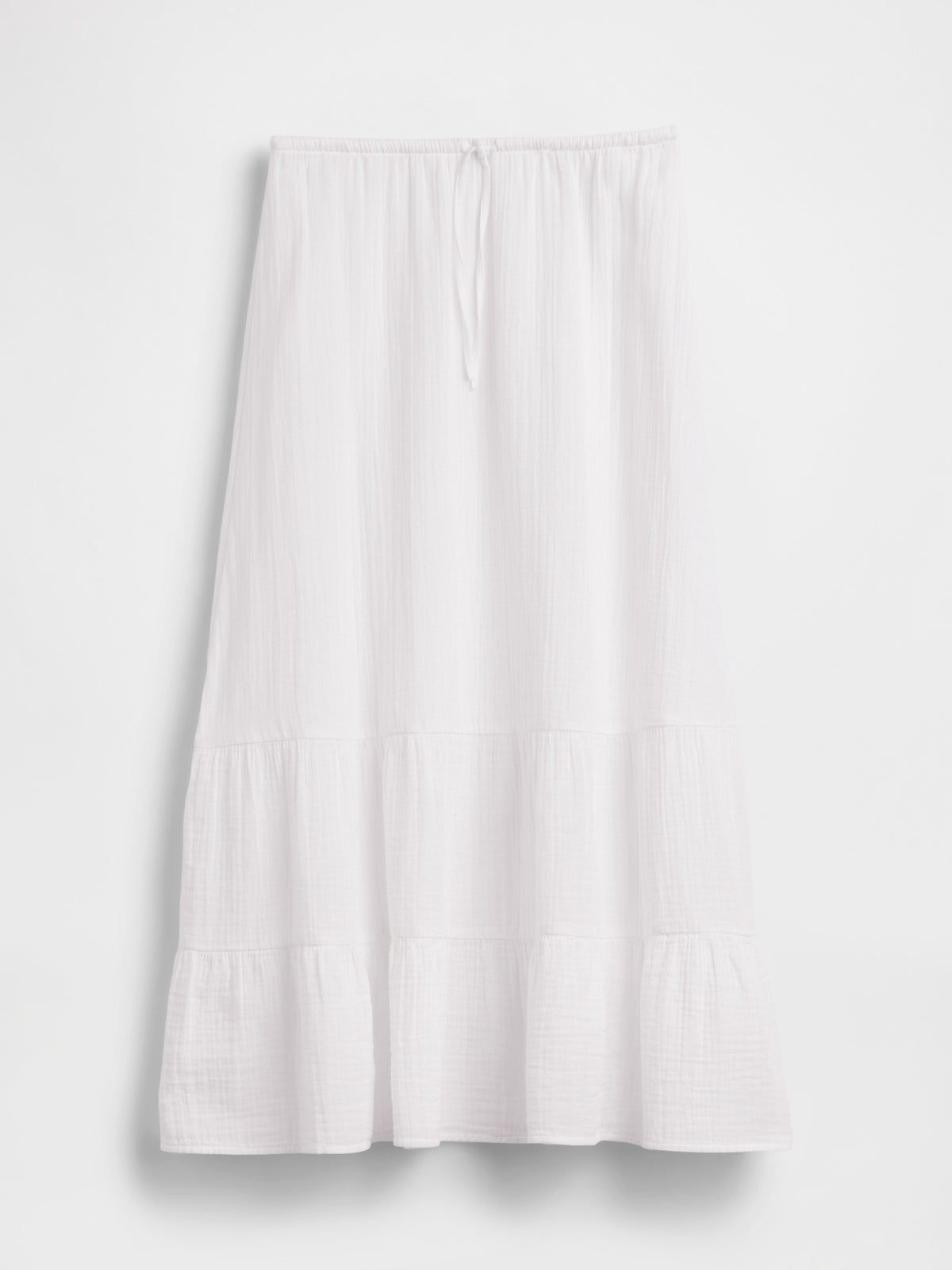Beyaz Pamuk Gauze Tiered Easy Maxi Etek