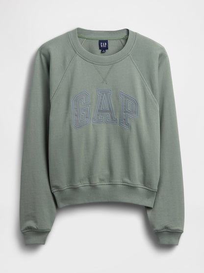 Koyu Yeşil Fransız Havlu Kumaş Raglan Logo Sweatshirt