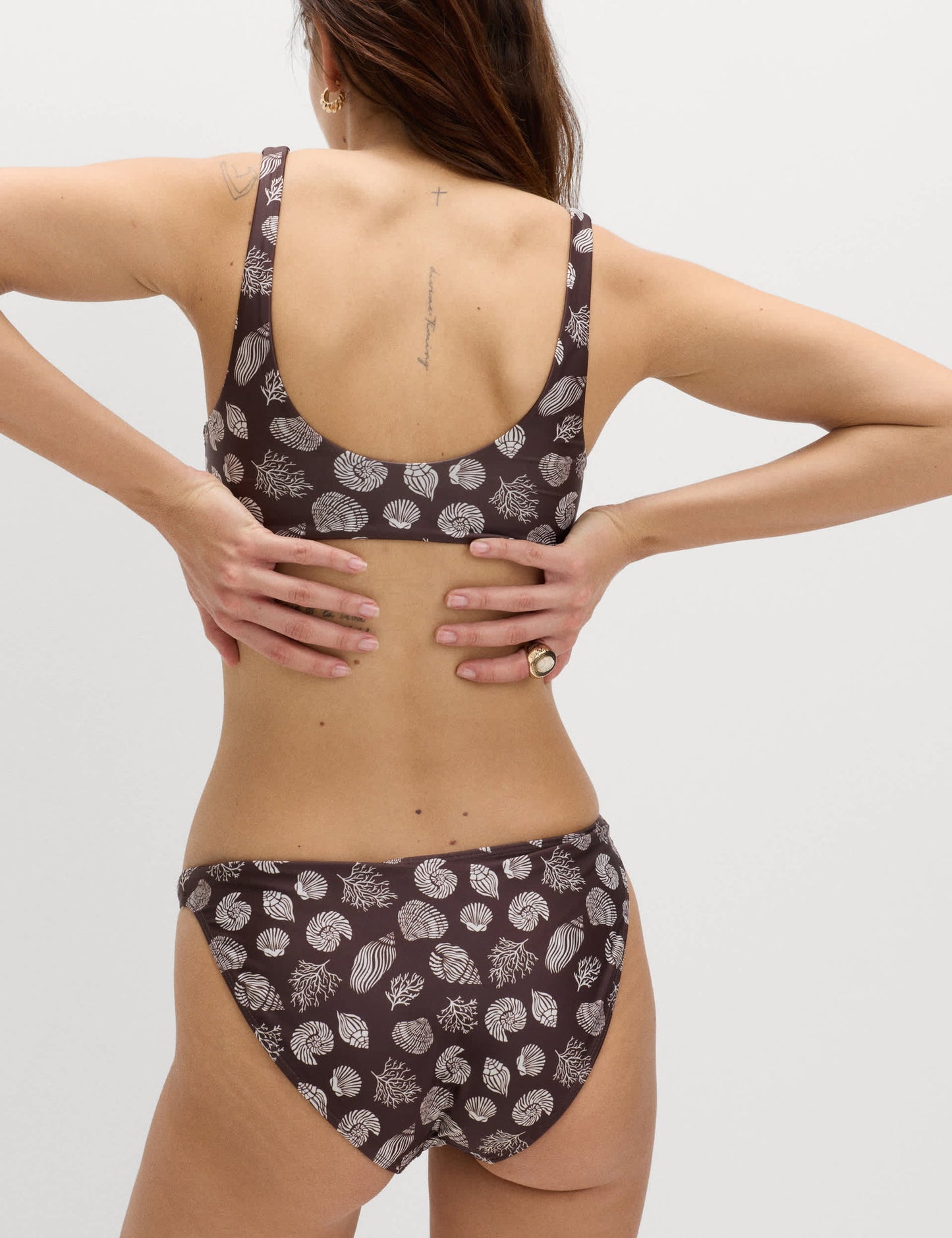 Desenli Yuvarlak Yakalı Bikini Üstü