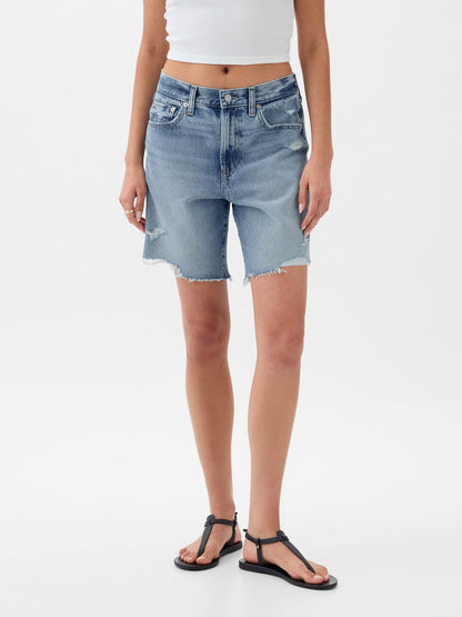 Açık Mavi 8 Mid Rise '90s Loose Denim Bermuda Şort