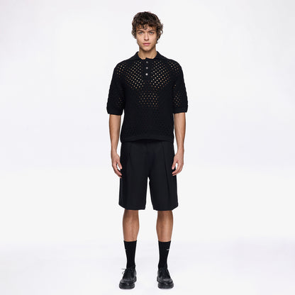 Les Benjamins Classic Knit 405 Erkek Siyah Polo