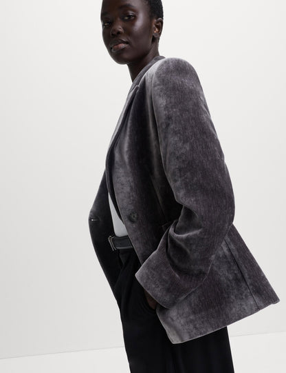 Dokulu Kadife Blazer Ceket