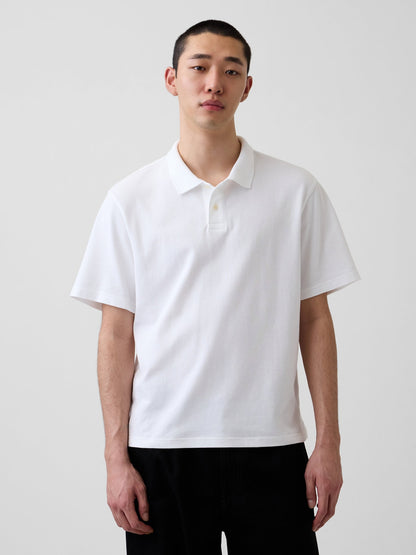 Beyaz Relaxed Pique Polo T-shirt