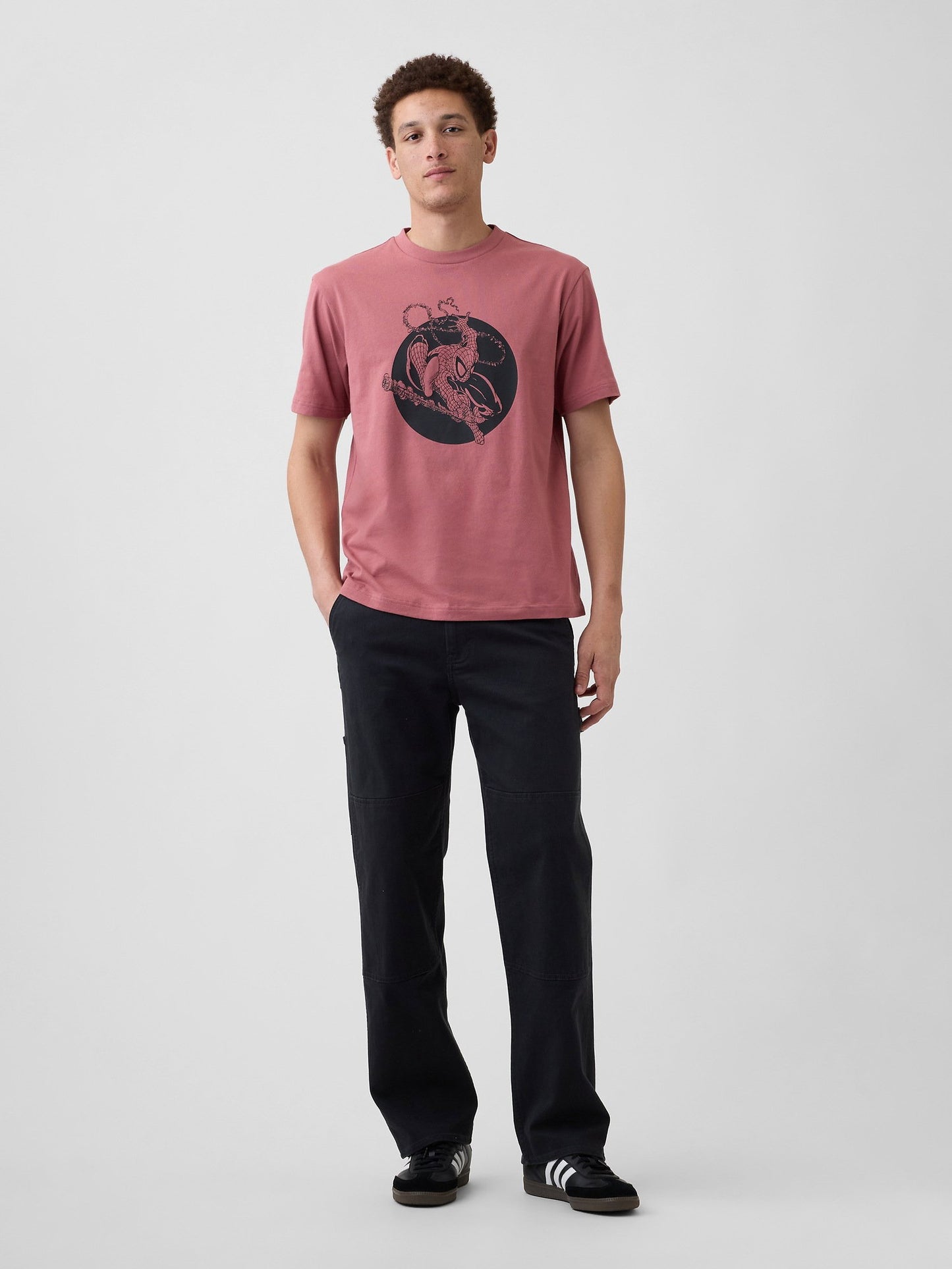 Açık Kırmızı Marvel Everyday Soft Relaxed Grafik Baskılı T-shirt