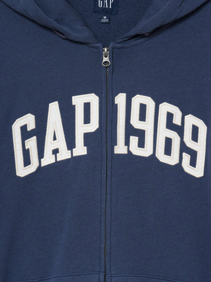 Lacivert Fransız Havlu Kumaş Relaxed Gap 1969 Logo Fermuarlı Sweatshirt