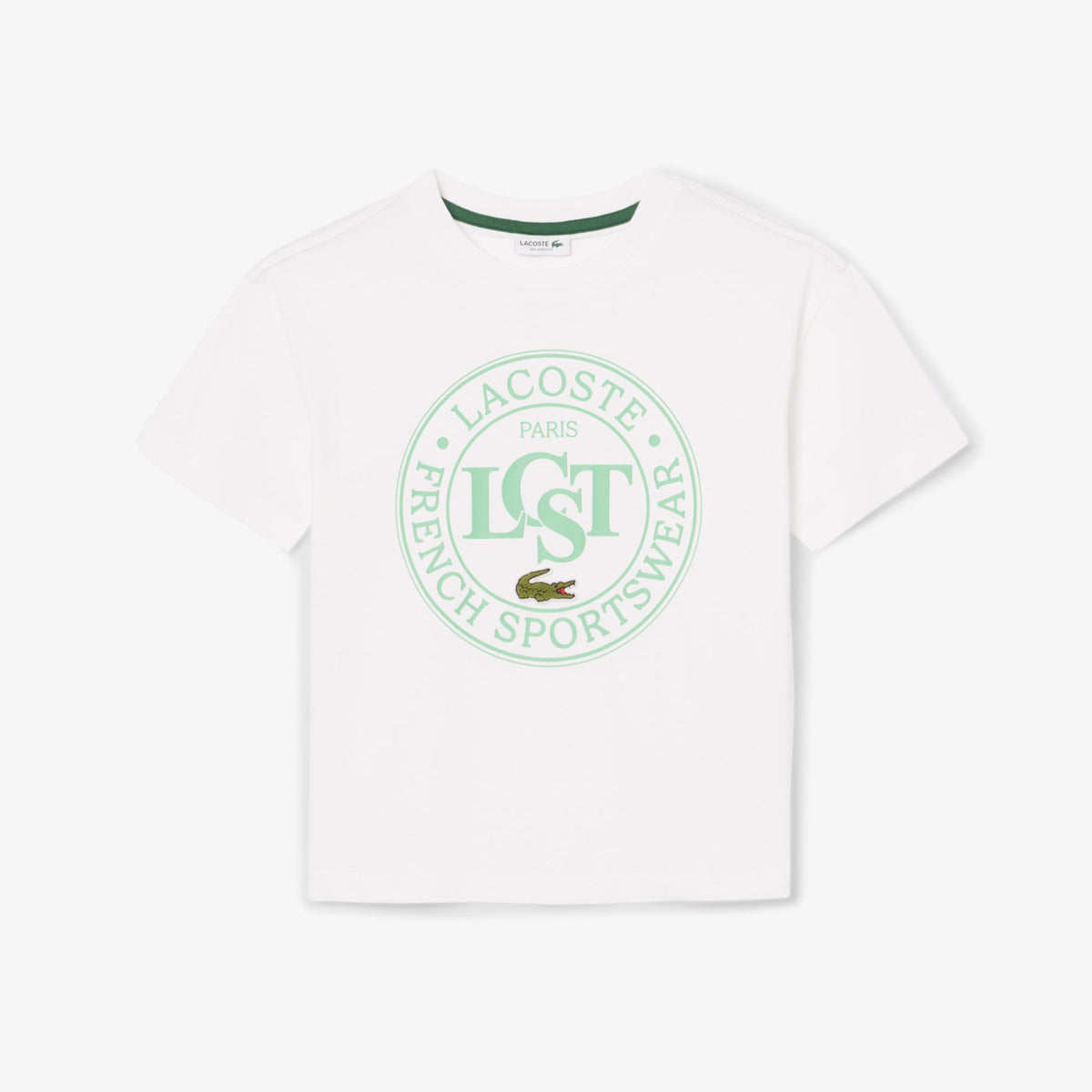 Lacoste Çocuk Bisiklet Yaka Baskılı Beyaz T-shirt