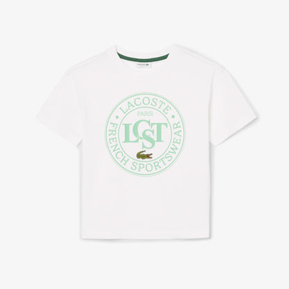 Lacoste Çocuk Bisiklet Yaka Baskılı Beyaz T-shirt