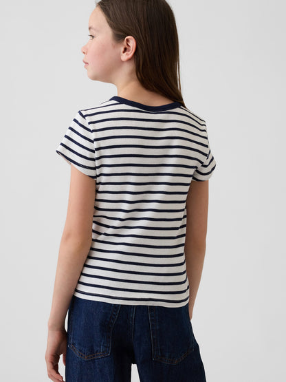 Kırık Beyaz Işlemeli Fitilli T-shirt