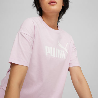 Puma Essentials Cropped Logo Kadın Pembe T-shirt