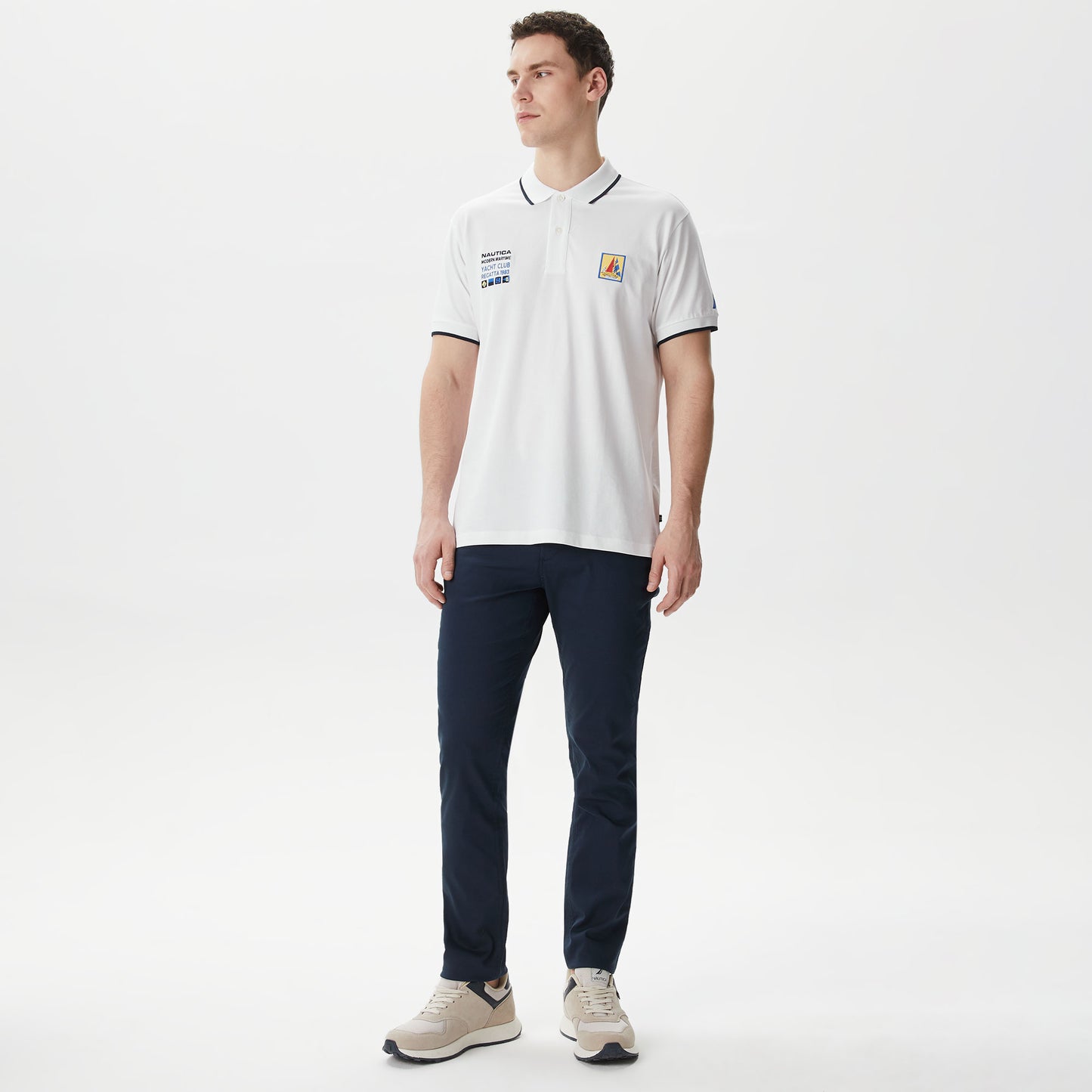 Nautica Erkek Beyaz Classic Fit Polo Yaka T-shirt