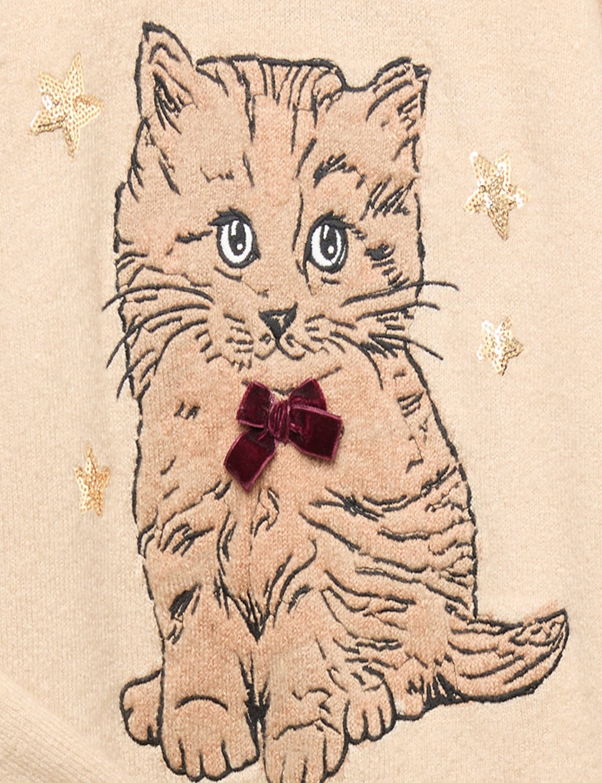 Kedi Desenli Triko Kazak