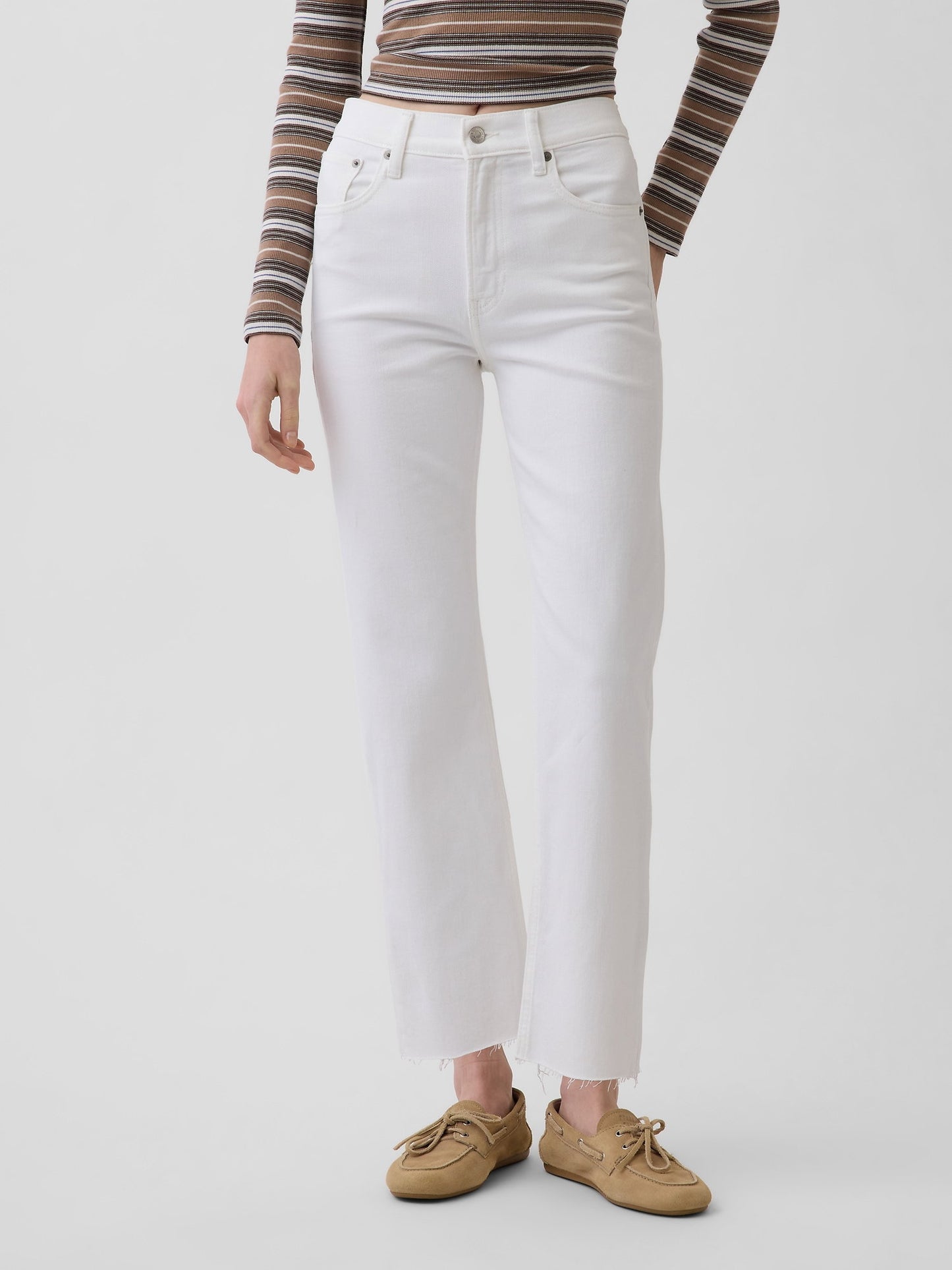 Beyaz High Rise ’90s Slim Straight Crop Jean Pantolon