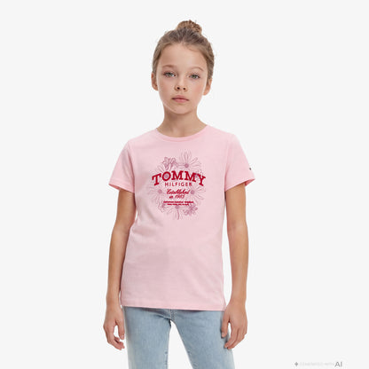 Tommy Hilfiger Flower Çocuk Pembe T-shirt