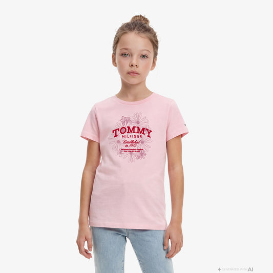 Tommy Hilfiger Flower Çocuk Pembe T-shirt