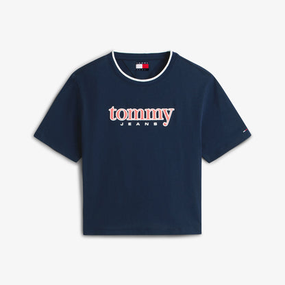 Tommy Hilfiger Boxy Tommy Applique Kadın Mavi T-shirt