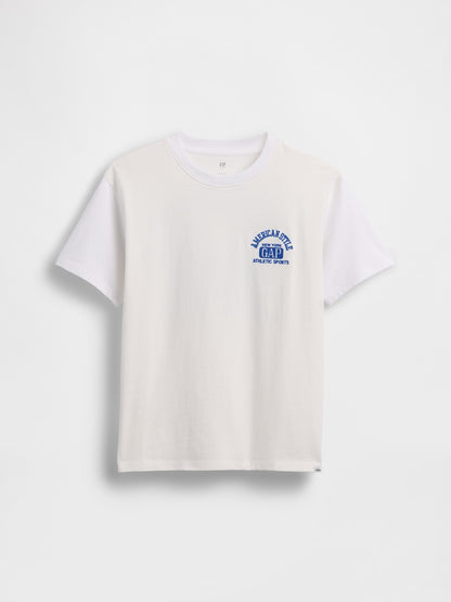 Beyaz Relaxed Grafik Logo T-shirt